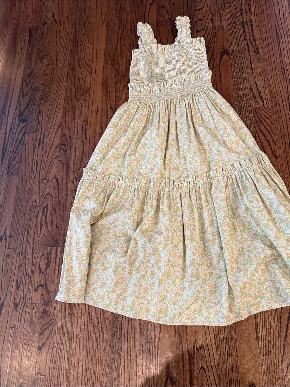 Smocked Sundress in Soft Yellow Floral